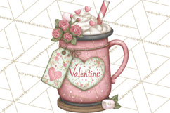 Valentine Coffee Clipart PNG, Cozy Coffee Mugs, Cocoa Cups Product Image 2