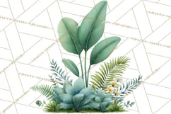 Jungle Plants Clipart, Tropical Leaves PNG, Watercolor Ferns Product Image 2