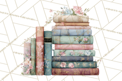Spring Book Clipart, Vintage Books Watercolor, Floral Png Product Image 3