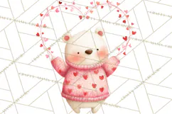 Valentine Animal Clipart PNG, Cute Teddy Bear Bunny Png Product Image 5