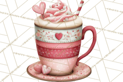 Valentine Coffee Clipart PNG, Cozy Coffee Mugs, Cocoa Cups Product Image 5