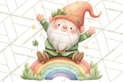 St Patricks Gnomes PNG, Cute Irish Gnome Clipart, Shamrock Product Image 2