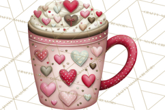 Valentine Coffee Clipart PNG, Cozy Coffee Mugs, Cocoa Cups Product Image 2