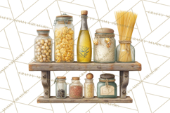 Tuscan Farmhouse Pasta Clipart, Rustic Pasta Night Kitchen Product Image 2