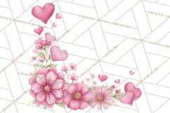 Watercolor Corner &amp; Border Clipart, Floral Frames, Heart Png Product Image 2