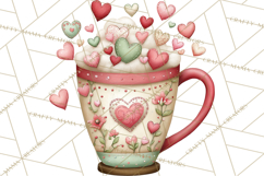 Valentine Coffee Clipart PNG, Cozy Coffee Mugs, Cocoa Cups Product Image 3