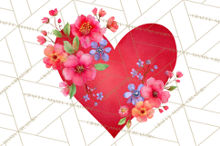 Watercolor Heart Clipart, Floral Hearts, Rainbow Hearts PNG Product Image 3