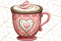 Valentine Coffee Clipart PNG, Cozy Coffee Mugs, Cocoa Cups Product Image 4