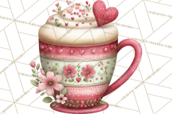 Valentine Coffee Clipart PNG, Cozy Coffee Mugs, Cocoa Cups Product Image 2