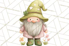 St Patricks Gnomes PNG, Cute Irish Gnome Clipart, Shamrock Product Image 3