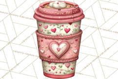 Valentine Coffee Clipart PNG, Cozy Coffee Mugs, Cocoa Cups Product Image 3