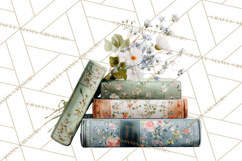 Spring Book Clipart, Vintage Books Watercolor, Floral Png Product Image 4