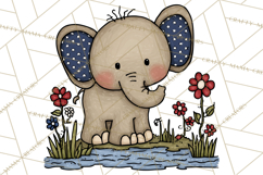 Patriotic Safari Animals Clipart, Whimsical Red White Blue Product Image 5