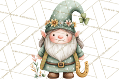 St Patricks Gnomes PNG, Cute Irish Gnome Clipart, Shamrock Product Image 5