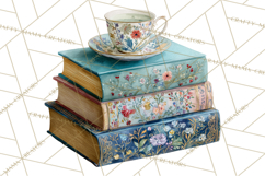 Spring Book Clipart, Vintage Books Watercolor, Floral Png Product Image 5