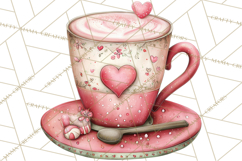Valentine Coffee Clipart PNG, Cozy Coffee Mugs, Cocoa Cups Product Image 2