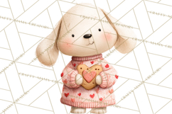 Valentine Animal Clipart PNG, Cute Teddy Bear Bunny Png Product Image 2