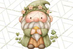 St Patricks Gnomes PNG, Cute Irish Gnome Clipart, Shamrock Product Image 3