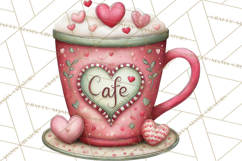Valentine Coffee Clipart PNG, Cozy Coffee Mugs, Cocoa Cups Product Image 3