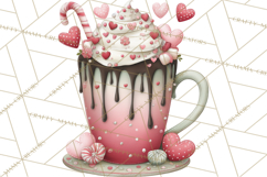Valentine Coffee Clipart PNG, Cozy Coffee Mugs, Cocoa Cups Product Image 4
