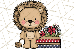 Patriotic Safari Animals Clipart, Whimsical Red White Blue Product Image 4