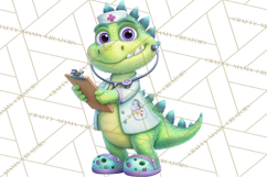 Pediatric Nurse Dinosaur Clipart Cute Medical PNG Product Image 4