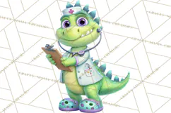 Pediatric Nurse Dinosaur Clipart Cute Medical PNG Product Image 4