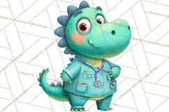 Pediatric Nurse Dinosaur Clipart Cute Medical PNG Product Image 2