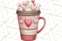 Valentine Coffee Clipart PNG, Cozy Coffee Mugs, Cocoa Cups Product Image 2