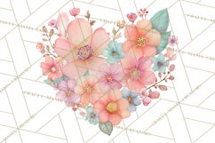 Watercolor Heart Clipart, Floral Hearts, Rainbow Hearts PNG Product Image 4