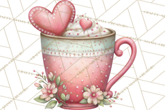 Valentine Coffee Clipart PNG, Cozy Coffee Mugs, Cocoa Cups Product Image 4