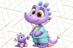 Pediatric Nurse Dinosaur Clipart Cute Medical PNG Product Image 4
