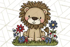 Patriotic Safari Animals Clipart, Whimsical Red White Blue Product Image 2