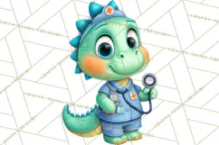 Pediatric Nurse Dinosaur Clipart Cute Medical PNG Product Image 2