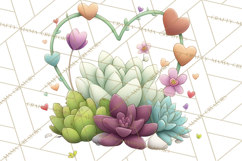 Boho Valentine Cactus Clipart PNG, Desert Romance Clip Art Product Image 4