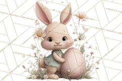 Easter Bunny Clipart PNG, Baby Bunnies in Pastel Garden Product Image 4