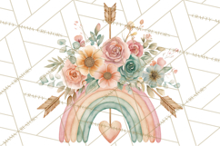Valentine Boho Rainbow Clipart, Romantic Heart Rainbows PNG Product Image 4
