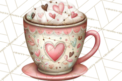 Valentine Coffee Clipart PNG, Cozy Coffee Mugs, Cocoa Cups Product Image 3