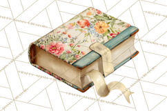 Spring Book Clipart, Vintage Books Watercolor, Floral Png Product Image 3