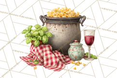 Tuscan Farmhouse Pasta Clipart, Rustic Pasta Night Kitchen Product Image 3