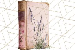Spring Book Clipart, Vintage Books Watercolor, Floral Png Product Image 4
