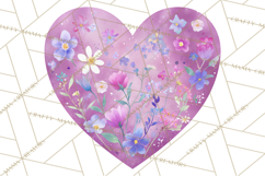 Watercolor Heart Clipart, Floral Hearts, Rainbow Hearts PNG Product Image 4