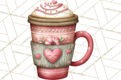 Valentine Coffee Clipart PNG, Cozy Coffee Mugs, Cocoa Cups Product Image 5