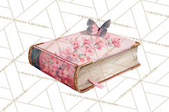 Spring Book Clipart, Vintage Books Watercolor, Floral Png Product Image 5