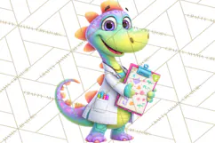 Pediatric Nurse Dinosaur Clipart Cute Medical PNG Product Image 2