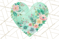 Watercolor Heart Clipart, Floral Hearts, Rainbow Hearts PNG Product Image 2