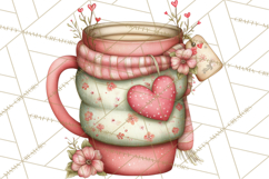 Valentine Coffee Clipart PNG, Cozy Coffee Mugs, Cocoa Cups Product Image 3