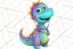 Pediatric Nurse Dinosaur Clipart Cute Medical PNG Product Image 4