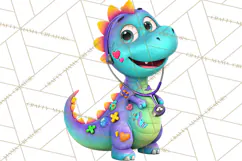 Pediatric Nurse Dinosaur Clipart Cute Medical PNG Product Image 4