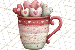Valentine Coffee Clipart PNG, Cozy Coffee Mugs, Cocoa Cups Product Image 4